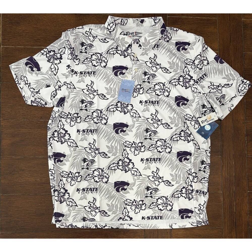 Men’s Reyn Spooner Size 2XL Kansas State Wildcats White Performance Polo NWT